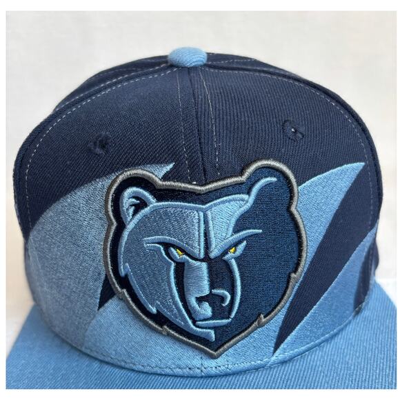 RARE 90s style Sharktooth Memphis Grizzlies Mitchell & Ness snapback hat blue - Picture 5 of 8